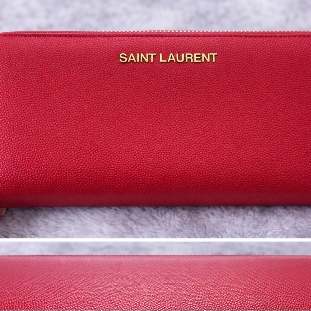 Saint Laurent Red Grain De Poudre wallet